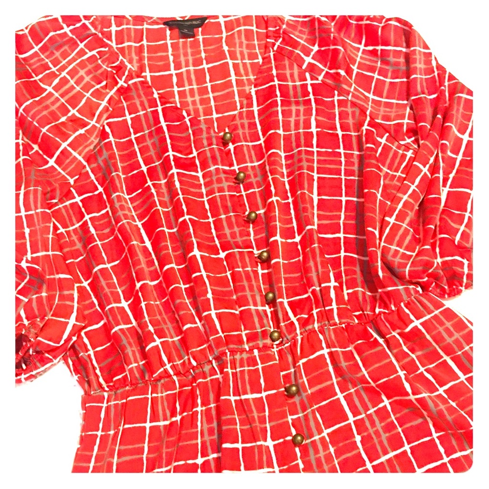 Banana Republic Blouse Red / Coral Singe Waste